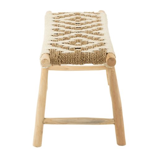 Banc En Bois De Teck Et Jonc De Mer - 35x100x45 Cm - Naturel