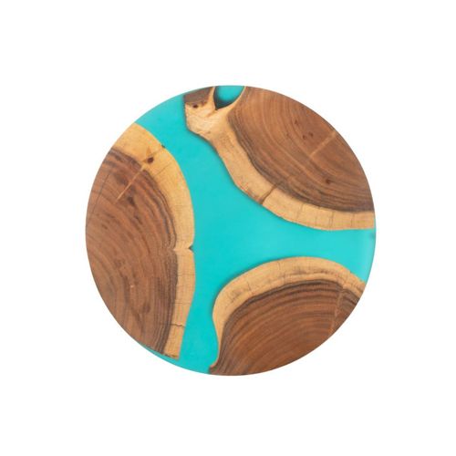 Planche à Découper Ronde En Bois "douglas" 41cm Naturel et Bleu