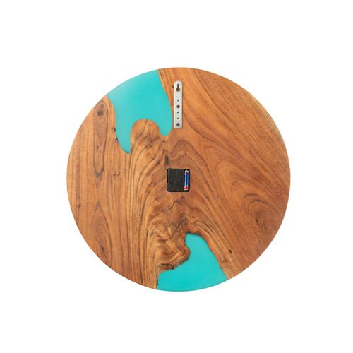 Horloge Murale En Bois "douglas" 55cm Naturel et Bleu
