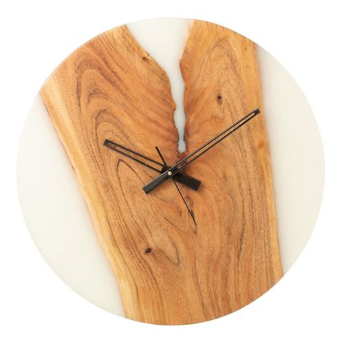 Horloge Murale En Bois "douglas" 55cm Naturel et Blanc