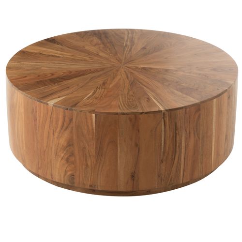Table Basse Ronde Bois D'acacia - 90x90x35 Cm - Naturel
