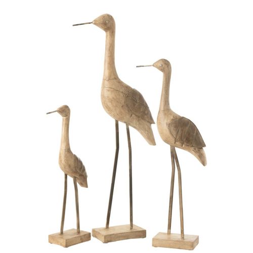 Statue Déco Oiseau En Bois "denny" 52cm Marron