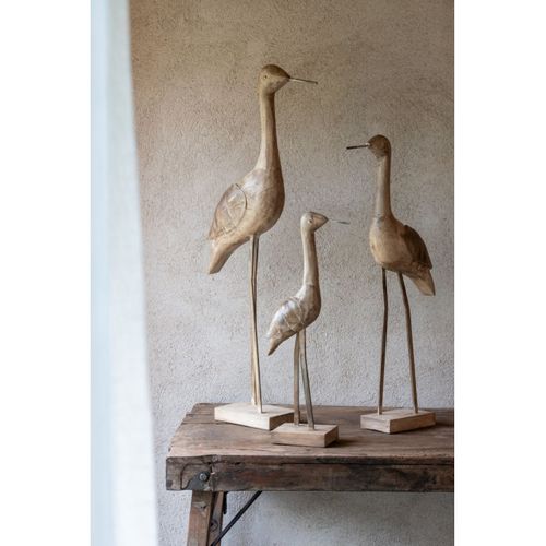 Statue Déco Oiseau En Bois "denny" 86cm Marron