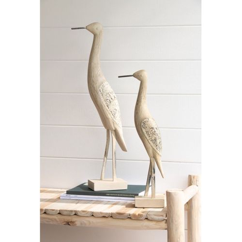 Statue Déco Oiseau En Bois "denny" 48cm Naturel