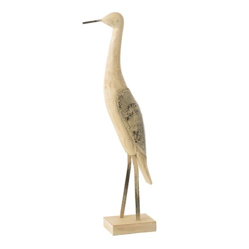 Statue Déco Oiseau En Bois "denny" 62cm Naturel