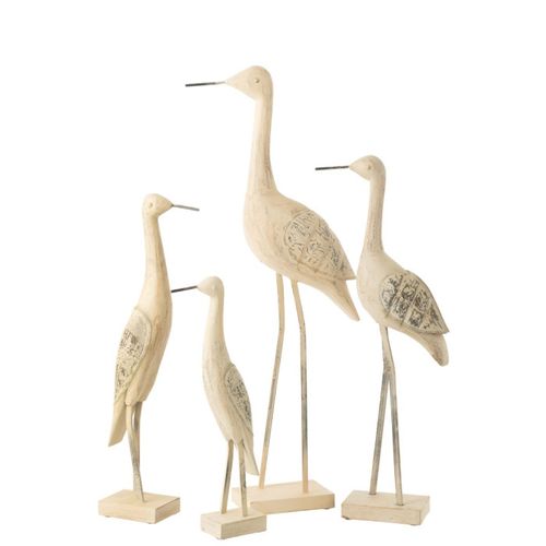Statue Déco Oiseau En Bois "denny" 69cm Naturel
