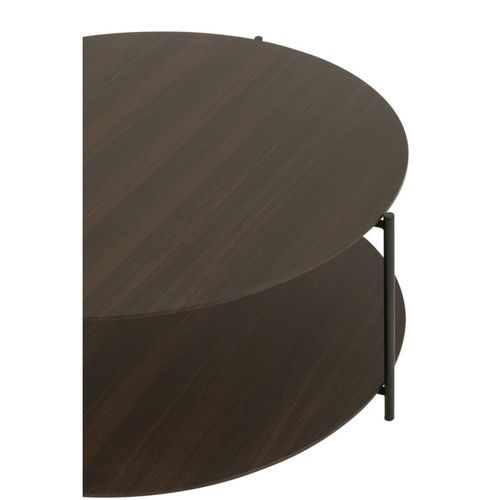 Table Basse Bois Avec Étagère Ouverte - 30x90x38 Cm - Marron Foncé