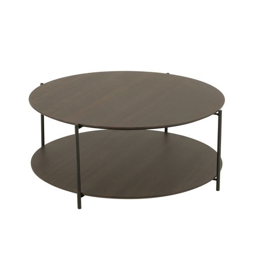 Table Basse Bois Avec Étagère Ouverte - 30x90x38 Cm - Marron Foncé