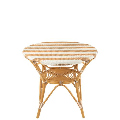 Table à Manger En Rotin "danial" 90cm Blanc