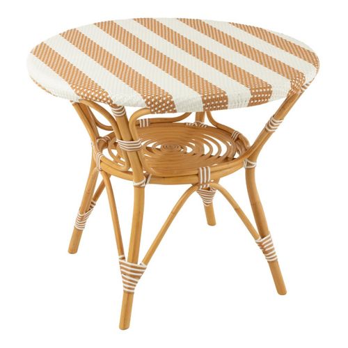 Table à Manger En Rotin "danial" 90cm Blanc