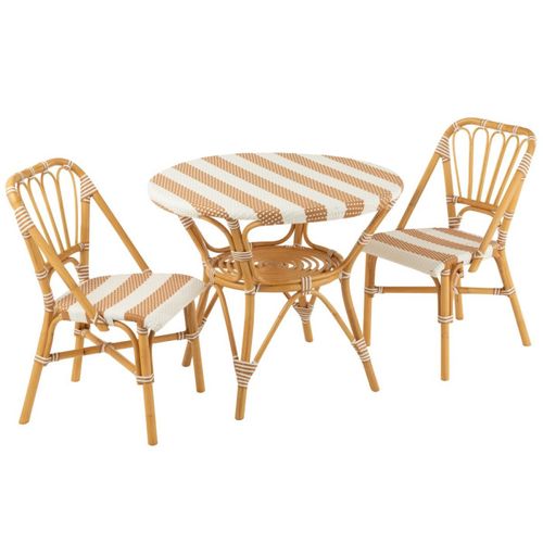 Table à Manger En Rotin "danial" 90cm Blanc