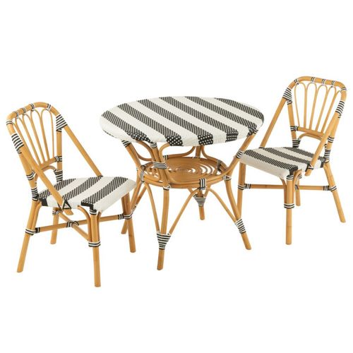 Table à Manger En Rotin "danial" 90cm Noir