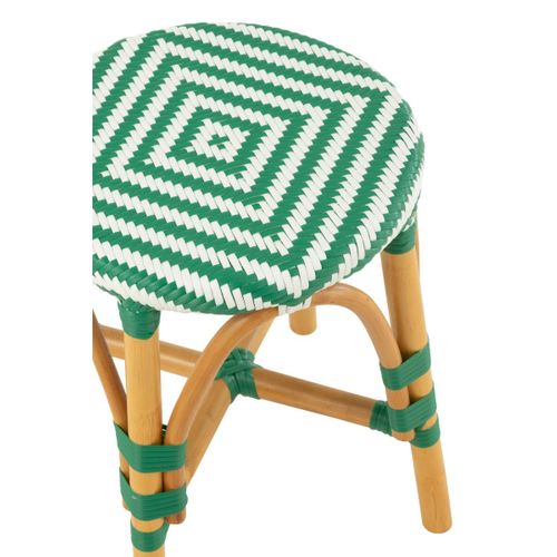 Tabouret En Rotin "danial" 44cm Vert Foncé