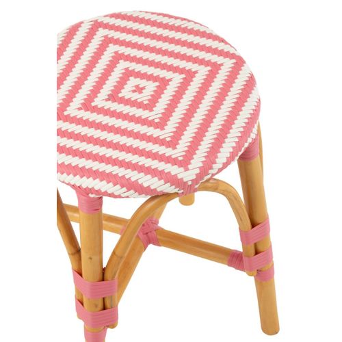 Tabouret En Rotin "danial" 44cm Rose
