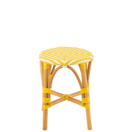 Tabouret En Rotin "danial" 44cm Jaune