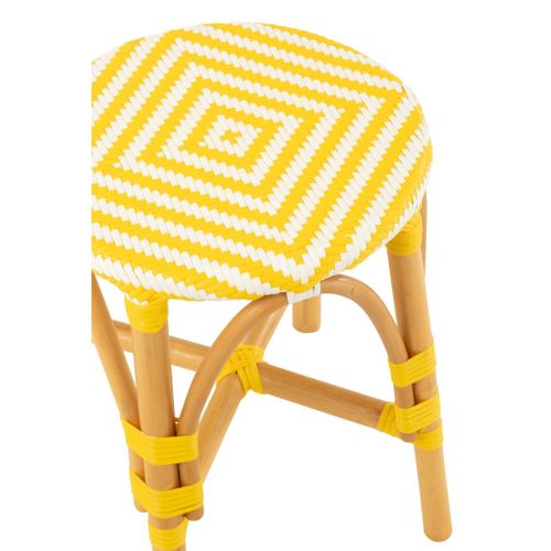 Tabouret En Rotin "danial" 44cm Jaune