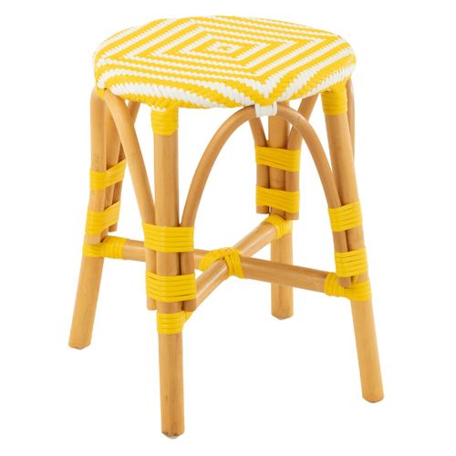 Tabouret En Rotin "danial" 44cm Jaune
