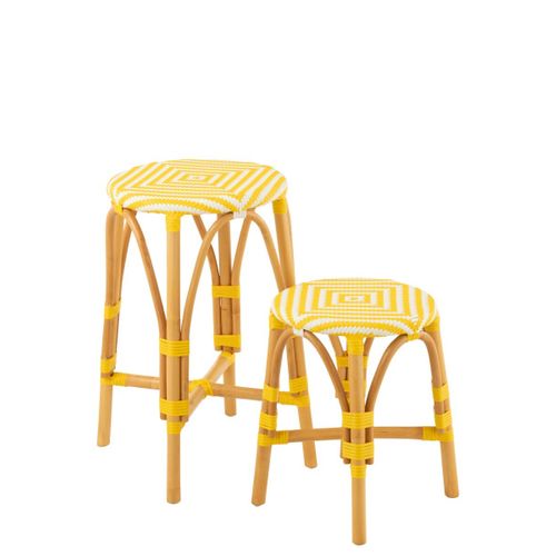 Tabouret En Rotin "danial" 44cm Jaune