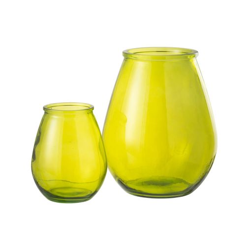 Vase Déco En Verre "stripe" 23cm Jaune