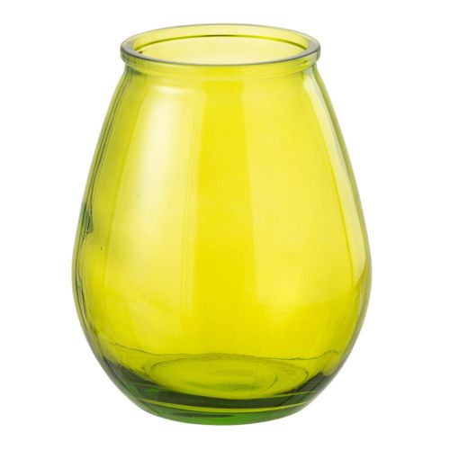Vase Déco En Verre "stripe" 23cm Jaune