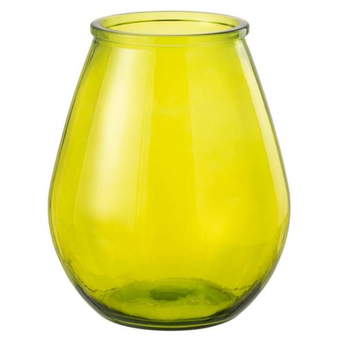 Vase Déco En Verre "stripe" 35cm Jaune