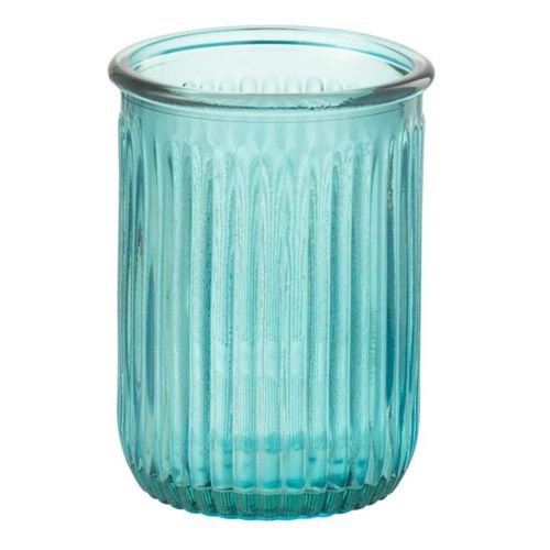 Vase Design En Verre "stripe" 20cm Bleu Aqua