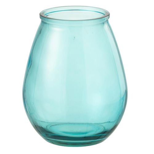 Vase Déco En Verre "stripe" 23cm Bleu Aqua