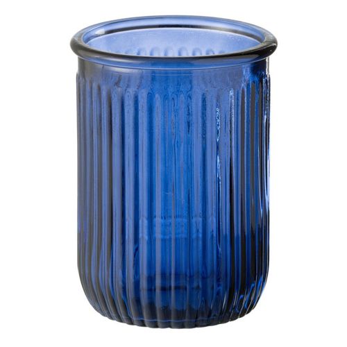 Vase Design En Verre "stripe" 20cm Bleu