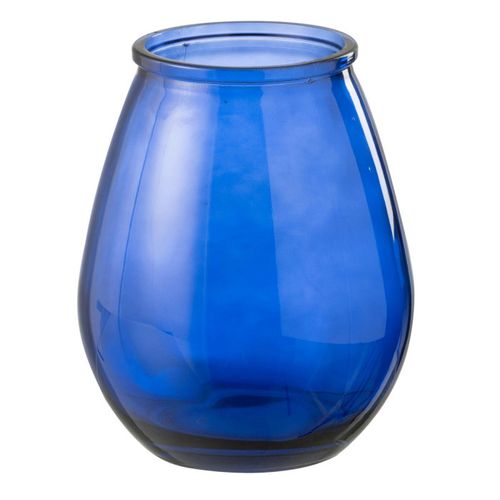 Vase Déco En Verre "stripe" 23cm Bleu