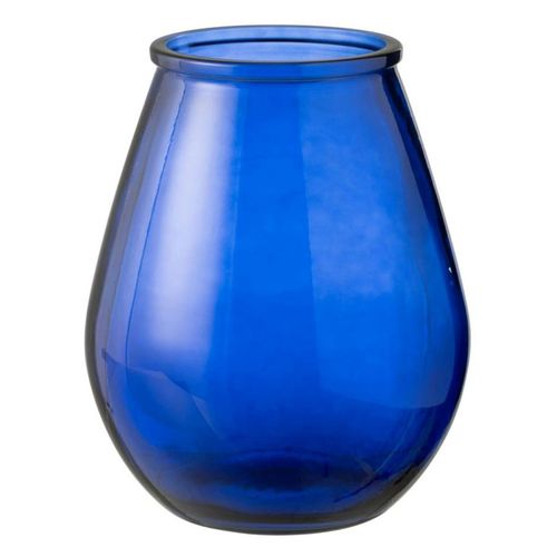 Vase Déco En Verre "stripe" 35cm Bleu