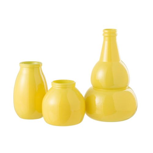 Vase Déco En Verre "cocoon" 20cm Jaune
