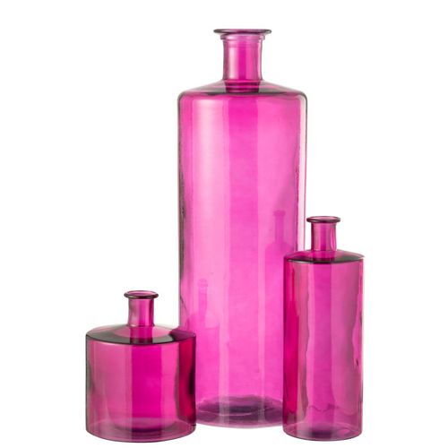 Vase Bouteille En Verre "ricot" 75cm Rose