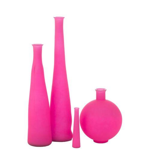 Vase Bouteille En Verre "neon" 80cm Rose