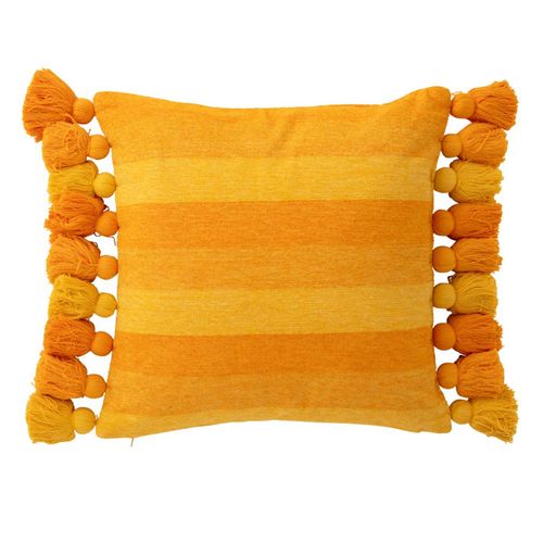 Coussin Déco à Pompons "polly" 50x50cm Orange