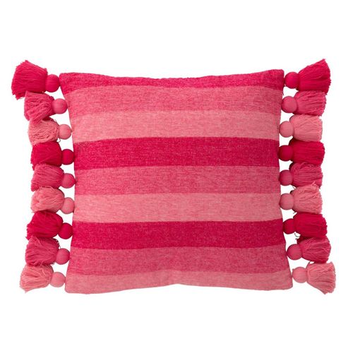 Coussin Déco à Pompons "polly" 50x50cm Rose