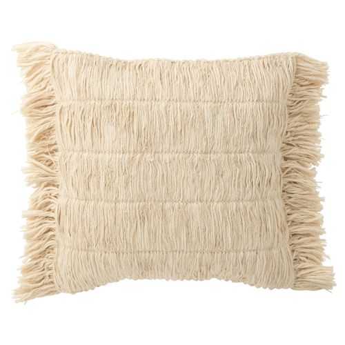 Coussin Déco à Franges "breeze" 50x50cm Crème