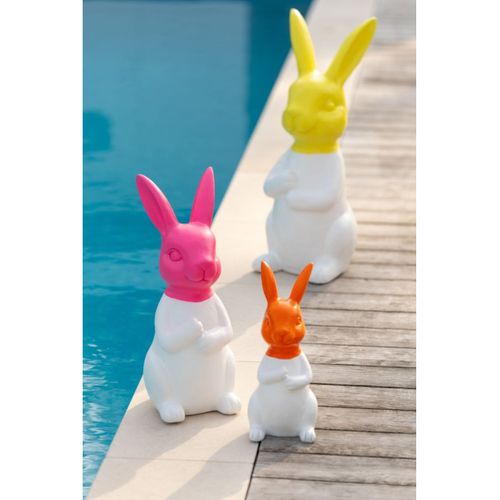 Lot De 3 Statues Lapin Extérieur "alfredo" 66cm Orange et Blanc