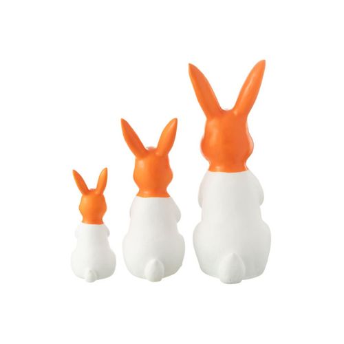 Lot De 3 Statues Lapin Extérieur "alfredo" 66cm Orange et Blanc