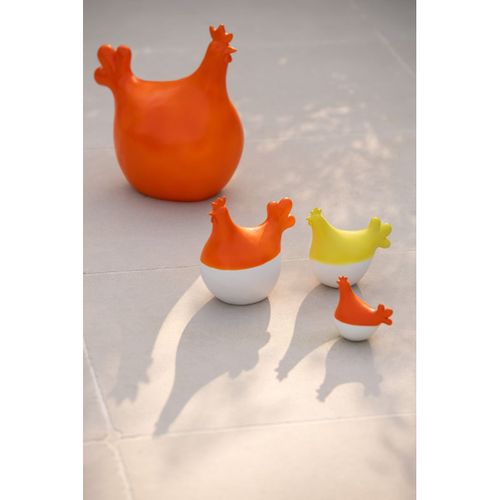 Lot De 3 Statuettes Coq Extérieur "alfredo" 20cm Orange et Blanc
