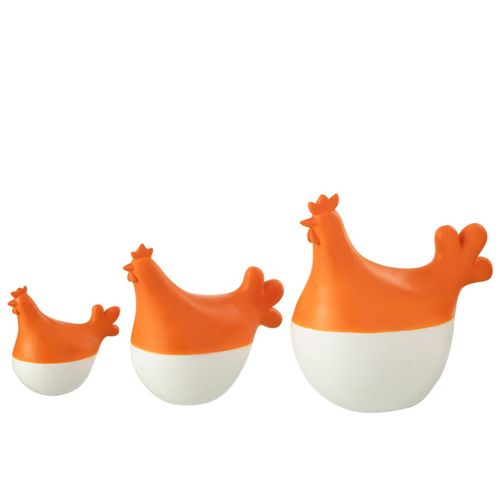 Lot De 3 Statuettes Coq Extérieur "alfredo" 20cm Orange et Blanc
