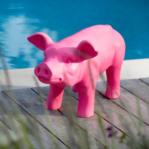 Statuette Cochon Extérieur "alfredo" 66cm Rose
