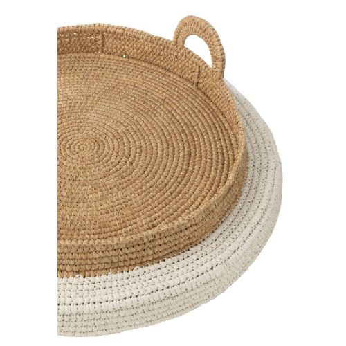 Plateau De Service Flottant "jonc De Mer" 75cm Naturel et Blanc