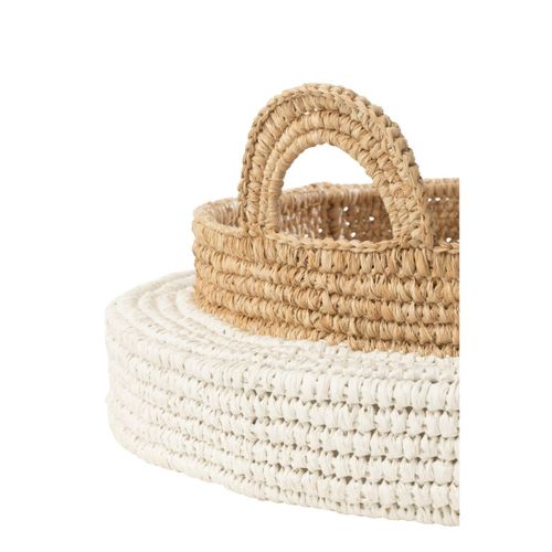 Plateau De Service Flottant "jonc De Mer" 75cm Naturel et Blanc