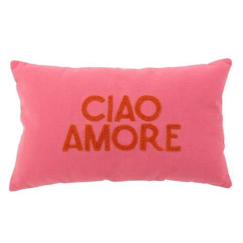 Coussin Déco En Coton "ciao Amore" 30x50cm Rose