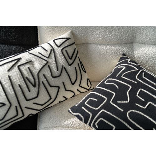 Coussin Déco En Coton "courbes" 35x60cm Blanc