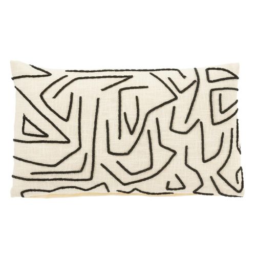 Coussin Déco En Coton "courbes" 35x60cm Blanc