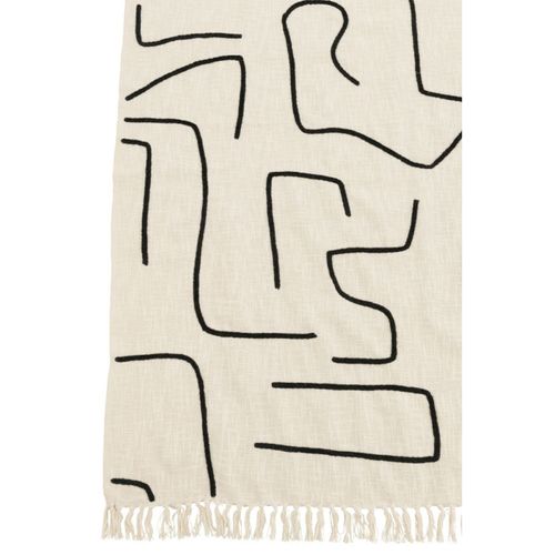 Plaid En Coton "courbes" 130x180cm Blanc