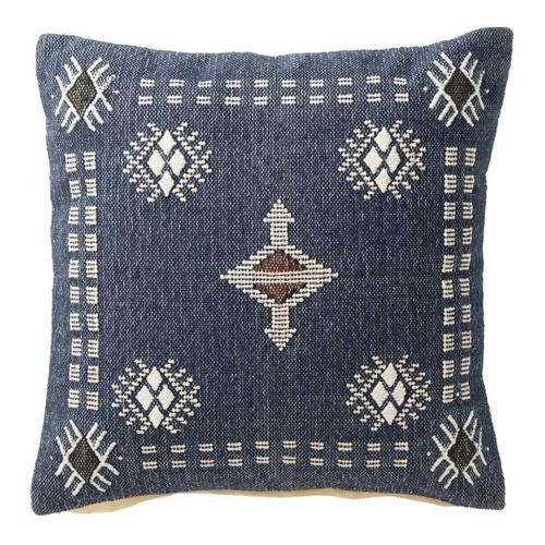 Coussin Déco En Coton "ethique" 45x45cm Bleu Foncé