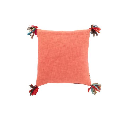Coussin Déco Avec Pompons "chindi" 45x45cm Multicolore