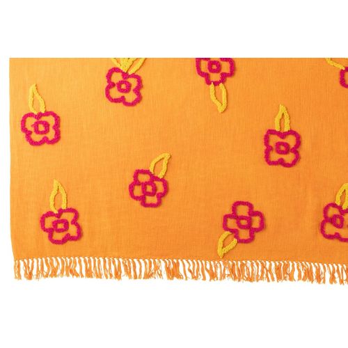 Plaid Fleur En Coton "levi" 130x180cm Orange